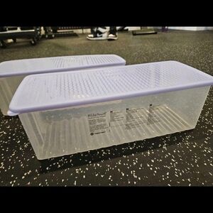 Clear Storage Bins with Purple Lids